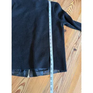 VTG Lauren Ralph Lauren Motorcycle Jacket PM Leather/Merino Wool Black Y2K Biker thumbnail 9