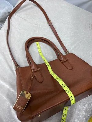 Lauren Ralph Lauren Brown Leather Satchel Bag purse adjustable strap thumbnail 15