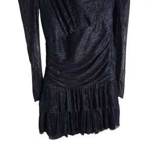 Sabina Musayev Brenda Navy Blue Metallic Long Sleeve Mock Neck Mini Dress Small thumbnail 8