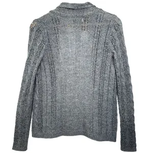 Abercrombie & Fitch Gray Open Knit Logo Long Sleeve Cardigan Sweater Top Size XL thumbnail 2