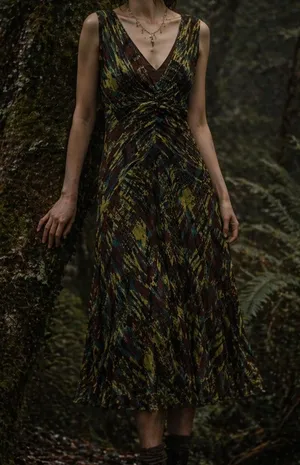 Vintage Fairy Grunge Forest Midi Dress Cottagecore Earthy Boho Calf Length‎ 16 thumbnail 1