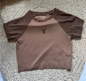 Brown Playboy Pacsun Cropped T-Shirt thumbnail 1