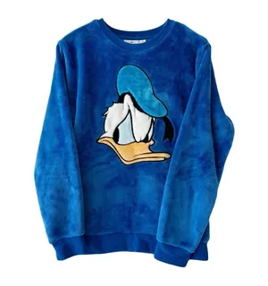 Disney Embroidered Donald Duck Plush Fleece Pullover Sz S thumbnail 1