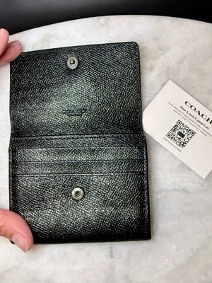 Coach Small Black Bifold Wallet - Leather Snap Bilfold with Coin Pocket thumbnail 5