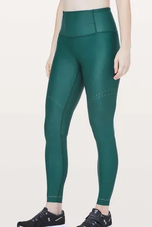 Lululemon Zoned In Tight 27" Compression Running Leggings Teal Size 6 Reflective thumbnail 1