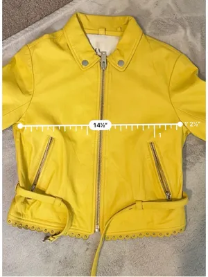 DOMA Yellow Lamb Leather Scalloped Cropped Jacket S thumbnail 4