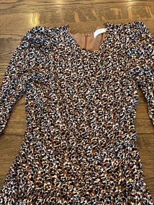 ASTR the Label Leopard Print Brown Short Sleeve Dress, ruched sleeve, M thumbnail 2