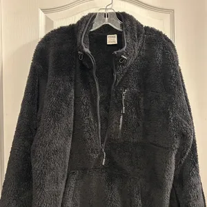 Victoria's Secret PINK Black Fuzzy Fleece Sherpa 1/4 Zip Pullover Jacket L‎ thumbnail 9