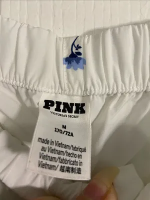 PINK Victoria's Secret White Cargo Joggers with Blue Floral Print thumbnail 2