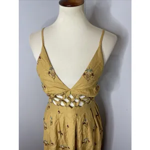 New Farm Rio Coconut Tree Tapestry Macrame Yoke‎ Maxi Dress XS thumbnail 6