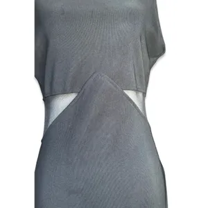 Vintage Black Mesh Cutout Maxi Dress Sleeveless Bodycon Column Gown Minimalist‎ thumbnail 8