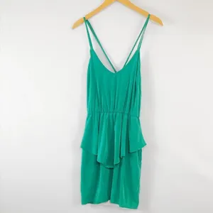 Lulus Teal Green Peplum Satin Mini Dress Sundress Womens S NWOT thumbnail 2