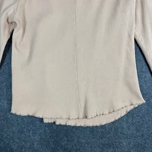 We The Free Free People Tan Waffle Knit Thermal‎ Long Sleeve Lettuce Hem Top M thumbnail 10