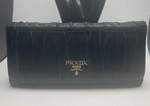 Prada Nappa Gaufre Leather Continental Wallet - Black - Preowned thumbnail 1