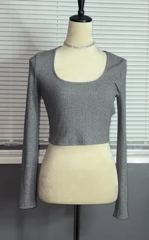 Bar III Ribbed Long Sleeve Crop Top thumbnail 1