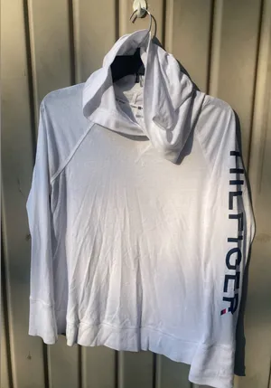 Tommy Hilfiger Sport White Hoodie long sleeves size large pre owned thumbnail 1