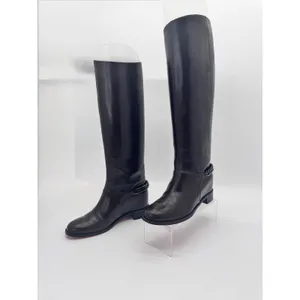 Christian Louboutin Cate Dark Brown Leather Riding Boots Chain Link EU 36 thumbnail 12