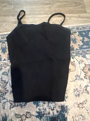 Abercrombie black Ribbed Spaghetti-Strap Crop Top thumbnail 6