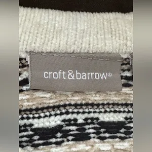 Croft & Barrow Cream Beige Black Nordic Pattern Metal Clasp Closure Sweater Sz L thumbnail 10