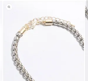 Multicolored Cylinder Charm Chain Necklace Silver thumbnail 4