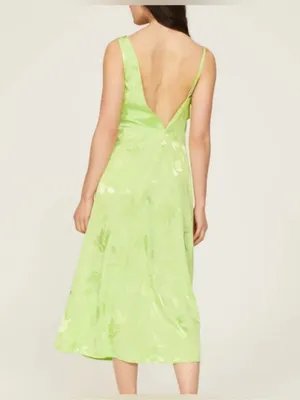 NWT For Love & Lemons Ilana jacquard Midi Dress in Green size M thumbnail 9