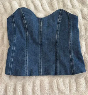 Show Me Your Mumu Denim Zip-Up Corset S thumbnail 1
