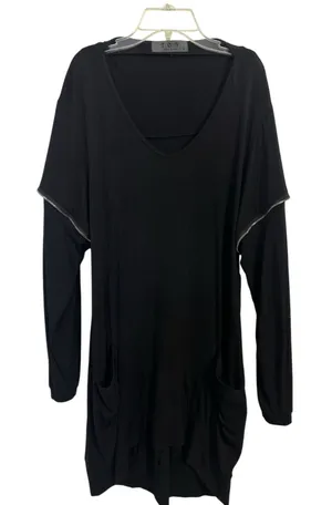 TOV Holy-G inc Black Long Sleeve Zipper Dress Size 40 L Pockets Punk Grunge Goth thumbnail 1