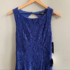 NWT Lulu’s Lace Overlay Royal Blue Dress Gown Size Small thumbnail 3
