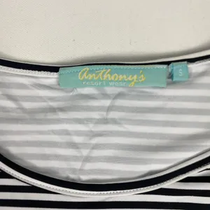 Anthonys Resort Wear Tunic Shirt‎ Womens Small Navy Stripe 3/4 Grommet Sleeve thumbnail 3