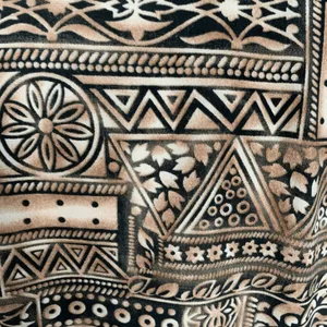 Vintage Black Brown Earth Tone Geometric Sleeveless Tie Back Midi Dress‎ XL Boho thumbnail 9