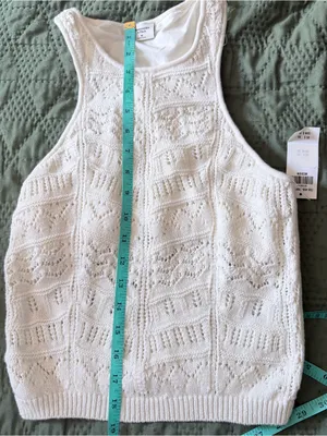 Abercrombie & Fitch White Crochet Knit High Neck Tank Top NWT Medium thumbnail 6