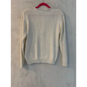 Blair‎ Boutique Vintage Lace Collar Pearl Button Knit Sweater Off-White Large thumbnail 6