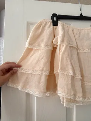 BNWT Zara Cream Lace Ruffle Tiered Mini Skirt thumbnail 8