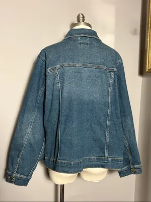 Ava & Viv 3X Blue Denim Jacket Relaxed Trucker Style thumbnail 2