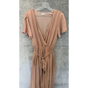 Baltic Born Maxi Dress Women XL Taupe Lydia Wrap Flutter Sleeve‎ Formal Wedding thumbnail 4