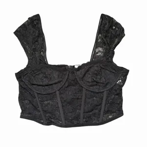 Faded Rose‎ Women's Black Lace Corset Bralette Crop Top Size M thumbnail 2