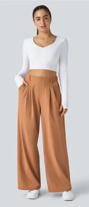 HALARA NWT Flex™ High Waisted Pocket Wide Leg Waffle Work Pants Size Large thumbnail 1