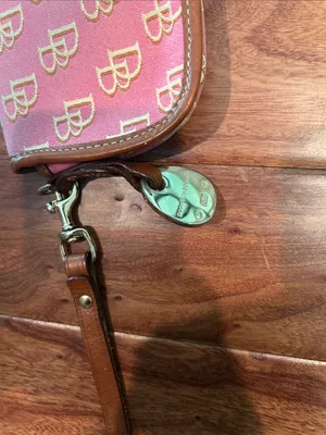 Dooney & Bourke Vintage Mini Pink Monogram Flap Wristlet thumbnail 7