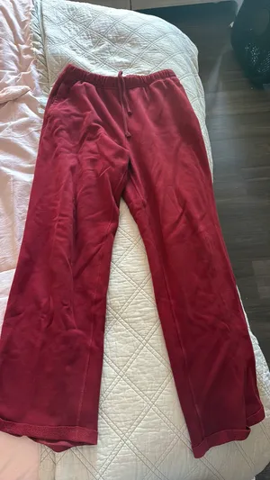 SKIMS straight leg cotton fleece pants in brick (limited edition color) thumbnail 4