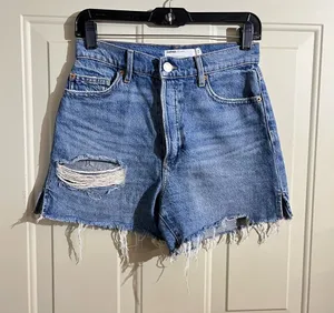 Garage Blue Distressed Denim Cutoff Shorts thumbnail 1