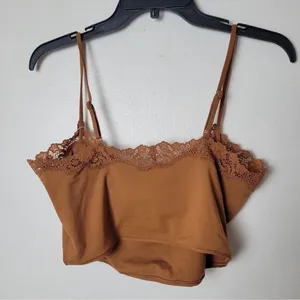SKIMS Fits Everybody Corded Lace Cropped Cami Top Bronze Sz 4X Plus thumbnail 3