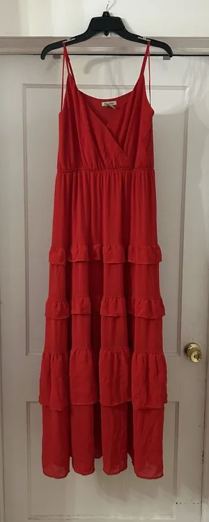 Flying Tomato Strappy Ruffle Maxi Dress Red Size Medium Cocktail Formal Sundress thumbnail 1