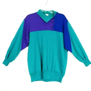 Vintage Hawaiian Cotton Green Purple Pullover Sweatshirt thumbnail 1