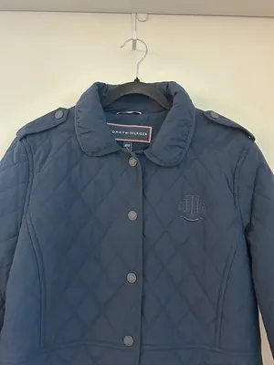 Tommy Hilfiger Women Quilted Button Down Water Resistant Jacket Navy Blue Size L thumbnail 5