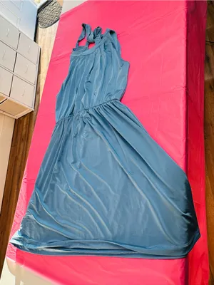 Sleeveless Teal Midi Dress with Tie Neck thumbnail 10