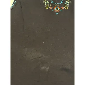 Vintage White Stag Embroidered Tank Top Black Sleeveless Boho Women's Large thumbnail 4
