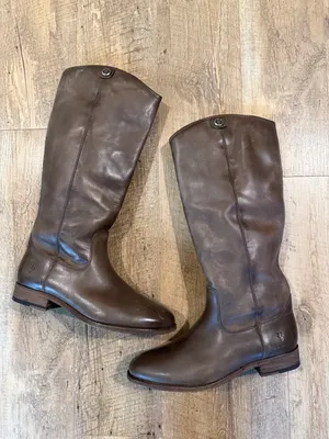 Frye Melissa Button 2 Tall Leather Riding Boot Grey 8.5 thumbnail 2