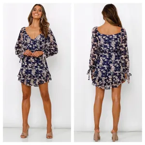 NWT Petal & Pup Navy Floral Mini Dress Size Small Long Sleeve Aline Ruffle thumbnail 13