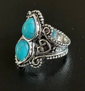 Turquoise stone silver ring size 5 thumbnail 7