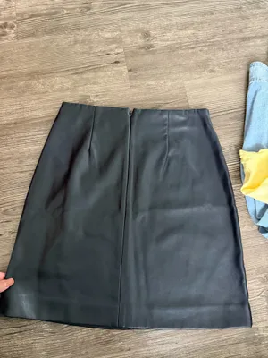 Loft Leather Skirt Faux Navy thumbnail 6